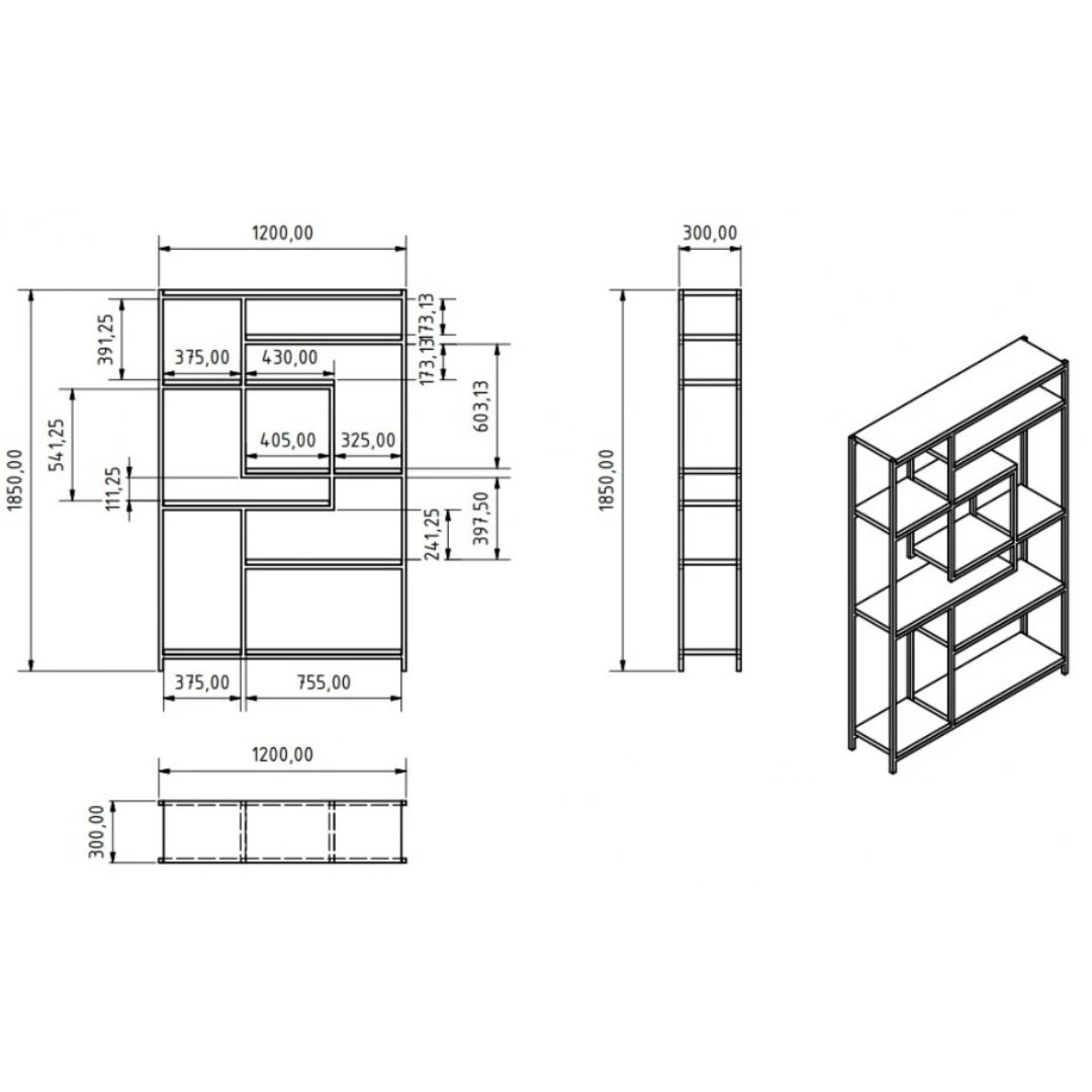 ESTANTE MODULAR 1200 X 300 X 1850mm