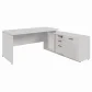 MESA DIRETOR DINÂMICA COM ARMÁRIO LATERAL PÉ PAINEL 1800 X 1600 CINZA