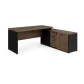 MESA DIRETOR DINÂMICA COM ARMÁRIO LATERAL PÉ PAINEL 1800 X 1600 MLG PRETO 