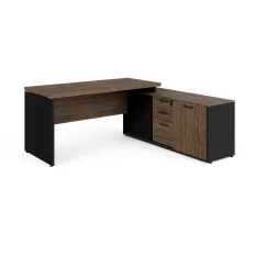 MESA DIRETOR DINÂMICA COM ARMÁRIO LATERAL PÉ PAINEL 1800 X 1600 MLG PRETO 