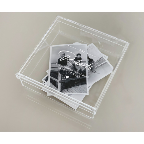 Caixa de Memórias DIA DOS PAIS Acrílico Cristal - 20 x 20 cm 