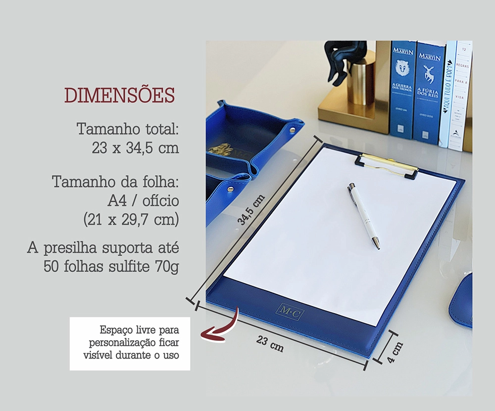 Prancheta A4 Personalizada 23 x 35,5 cm (Tamanho Ofício) 