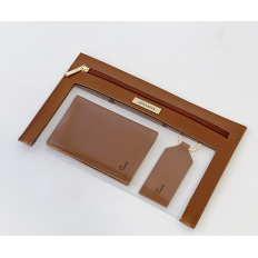 Kit Necessaire Ula em PVC Cristal mais Porta Cartão e Chaveiro Personalizados Couro Sintético