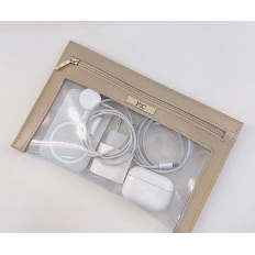 Kit Necessaire Ula em PVC Cristal mais Porta Cartão e Chaveiro Personalizados Couro Sintético