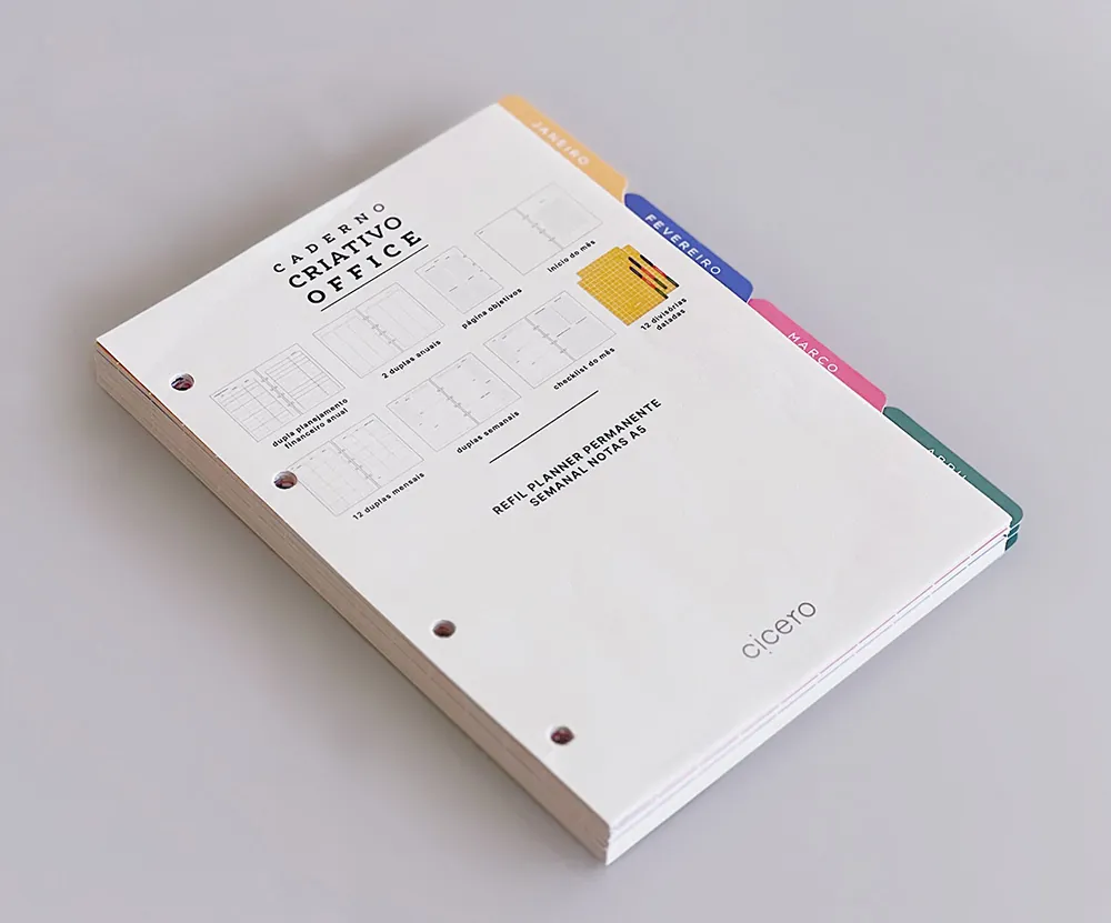 Fichário Planner Izabella Personalizado em Couro Sintético com Bloco