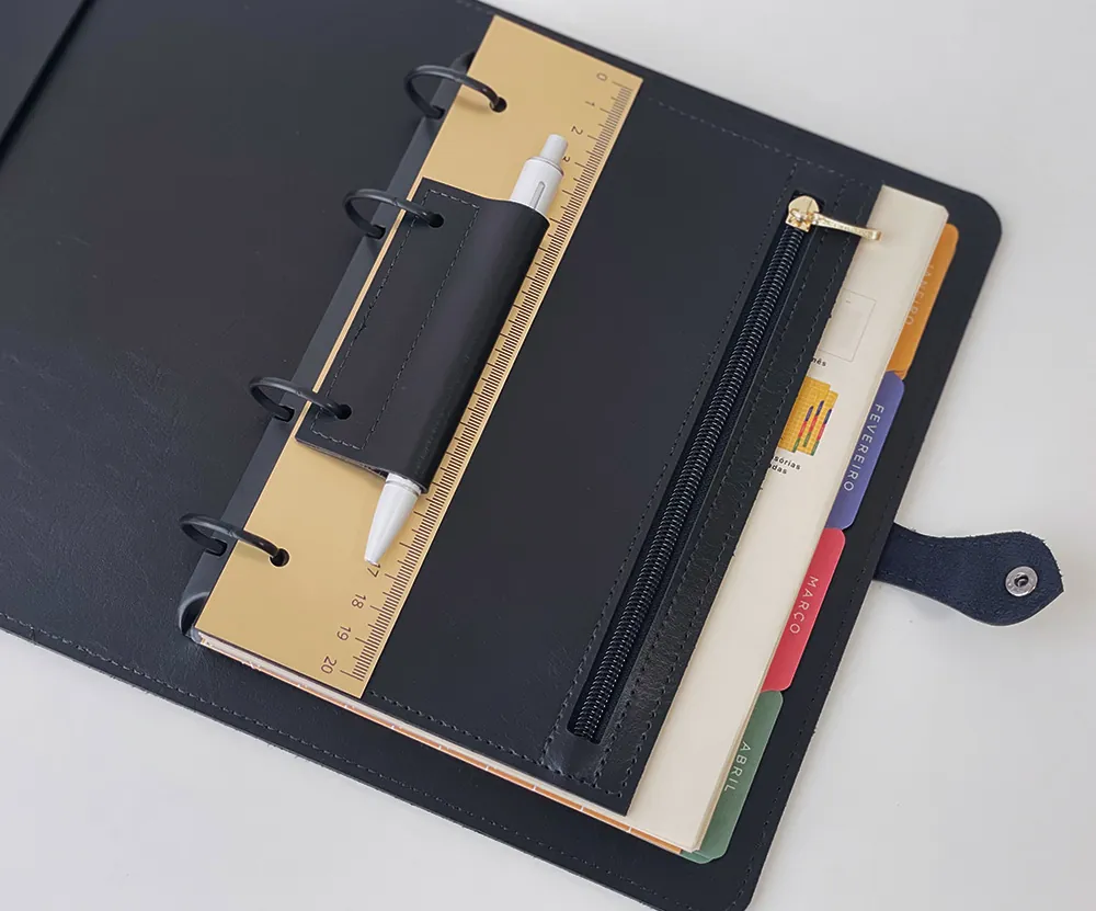 Fichário Planner Izabella Personalizado em Couro Sintético com Bloco