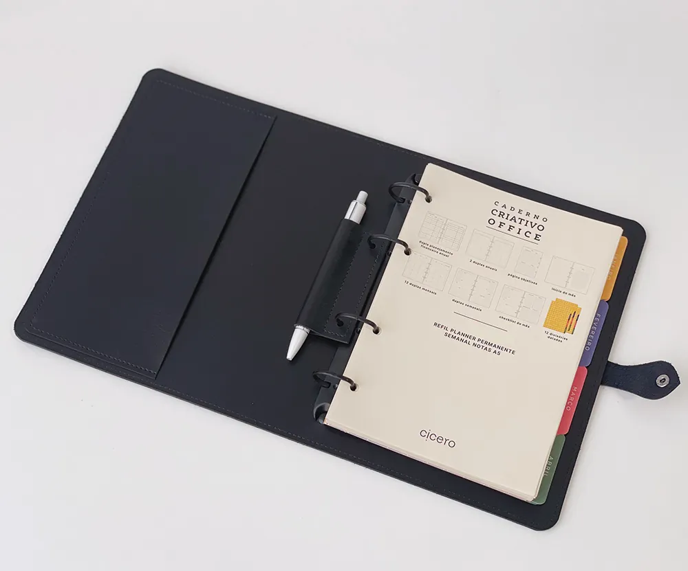 Fichário Planner Izabella Personalizado em Couro Sintético com Bloco