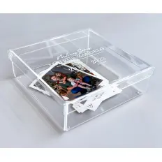 Caixa de Memórias MELHORES SAFRAS Acrílico Cristal - 20 x 20 cm 