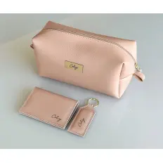Kit Necessaire Retangular com Chaveiro e Porta Cartão Duplo Personalizado