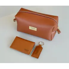 Kit Necessaire Retangular com Chaveiro e Porta Cartão Duplo Personalizado