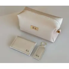 Kit Necessaire Retangular com Chaveiro e Porta Cartão Duplo Personalizado