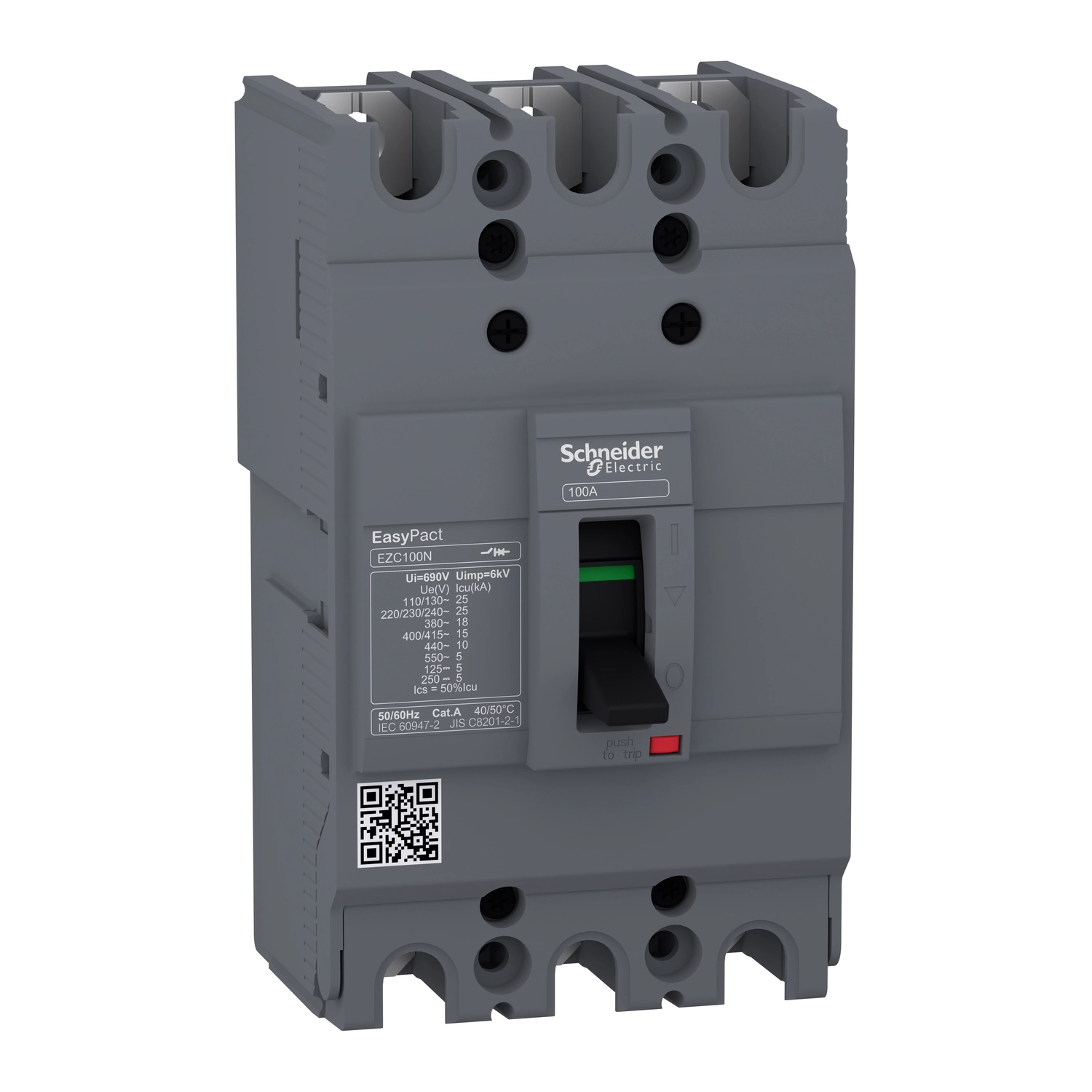 Disjuntor Tripolar Caixa Moldada Fixo 80A EZC100N3080 Schneider Eletric