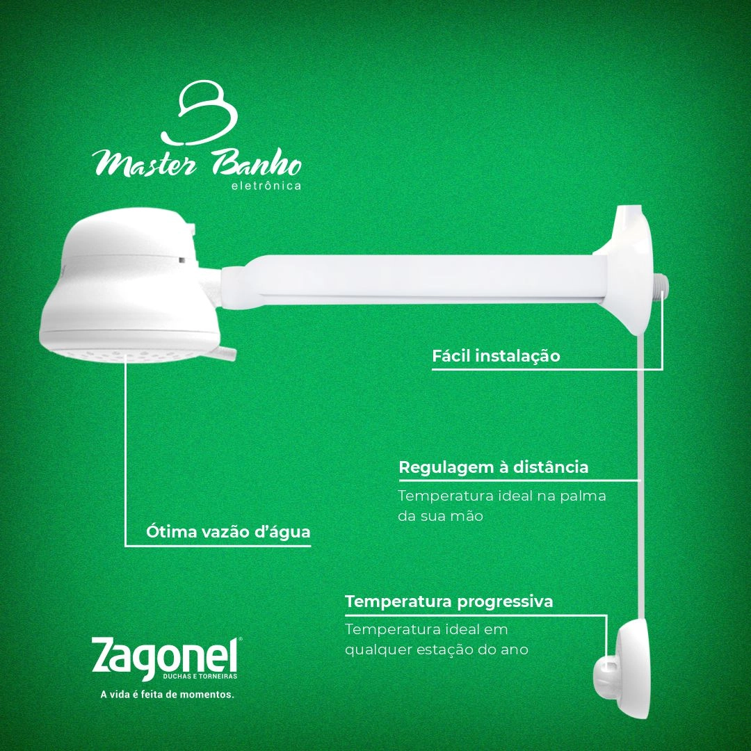 Ducha Eletrônica Master Banho 5500W 127V Branco Zagonel