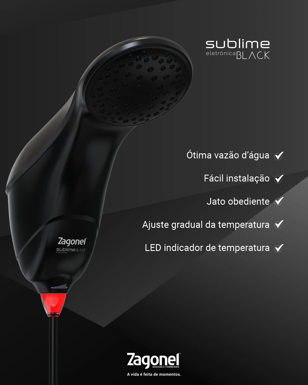 Ducha Eletrônica Sublime 7500W 220V Preto Zagonel