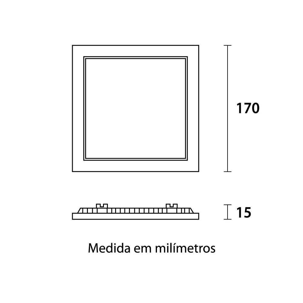 Painel de Led Embutir Quadrado 12W 3000K Blumenau