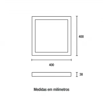 Painel de Led Embutir Quadrado 09W 3000K Kian 