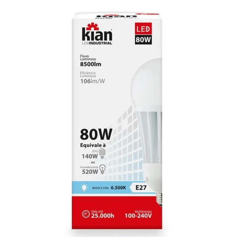 Lâmpada LED Alta Potencia 80W 6500K Kian