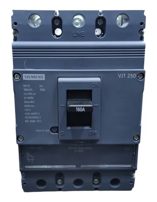 Disjuntor Tripolar Caixa Moldada Fixo 160A 25KA 380V 3VJ12163DA320AA0 Siemens