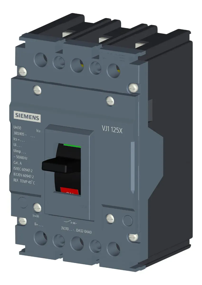 Disjuntor Tripolar Caixa Moldada Fixo 50A 25KA 380V 3VJ10053DA320AA0 Siemens 
