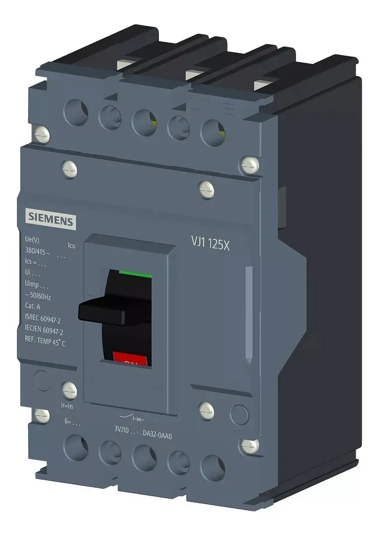 Disjuntor Tripolar Caixa Moldada Fixo 125A 25KA 380V 3VJ10123DA320AA0 Siemens 