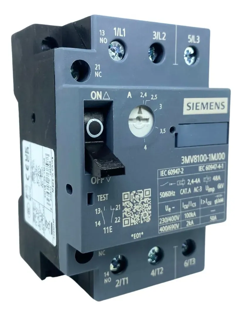 Disjuntor Motor Tripolar 2.4-4A 1N+1NF 3MV81001MJ00 Siemens 