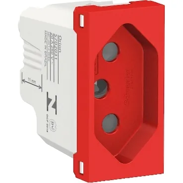 Módulo Tomada 2P+T 20A 250V Vermelha Orion S70203134 Schneider 