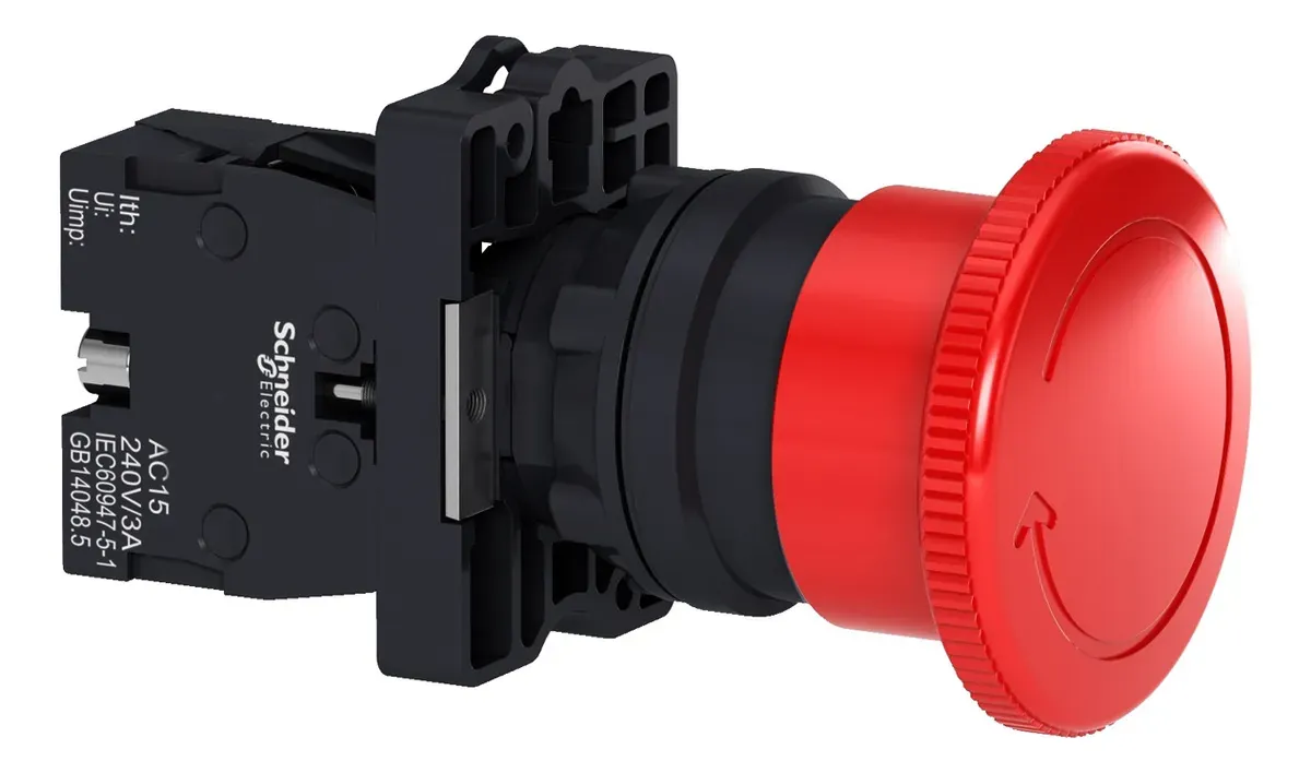 Botão Soco de Emergência 22MM 1NF XA2ES542 Schneider 