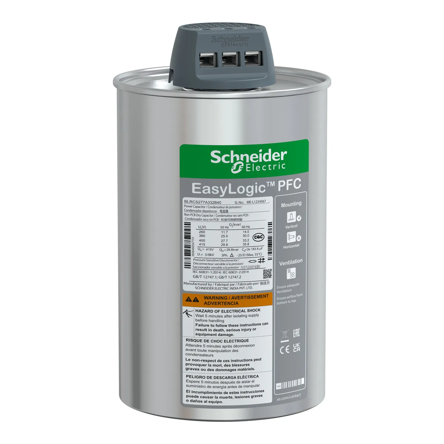 Capacitor 27.7/33.2kVAR 440V BLRCS277A332B40 Schneider
