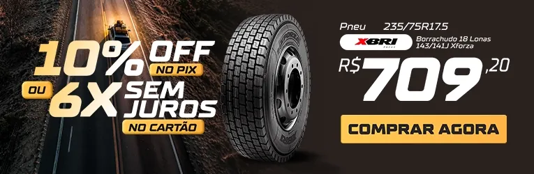 3) Pneu 235/75R17.5 Borrachudo 18 Lonas 143/141J Xforza Xbri