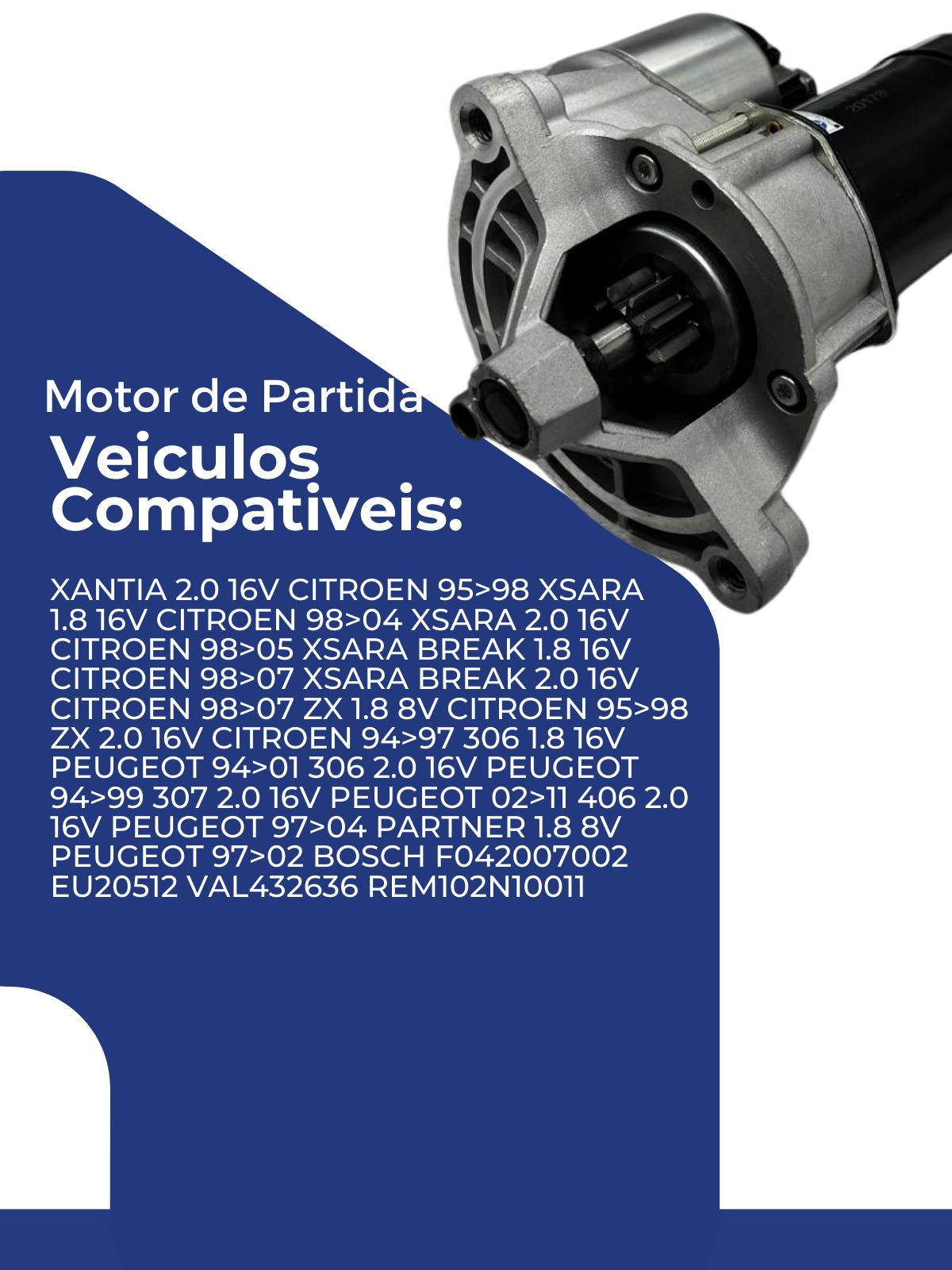 Starter for Citroën Xantia, Xsara, ZX and Peugeot 306, 307, 406, Partner 12V