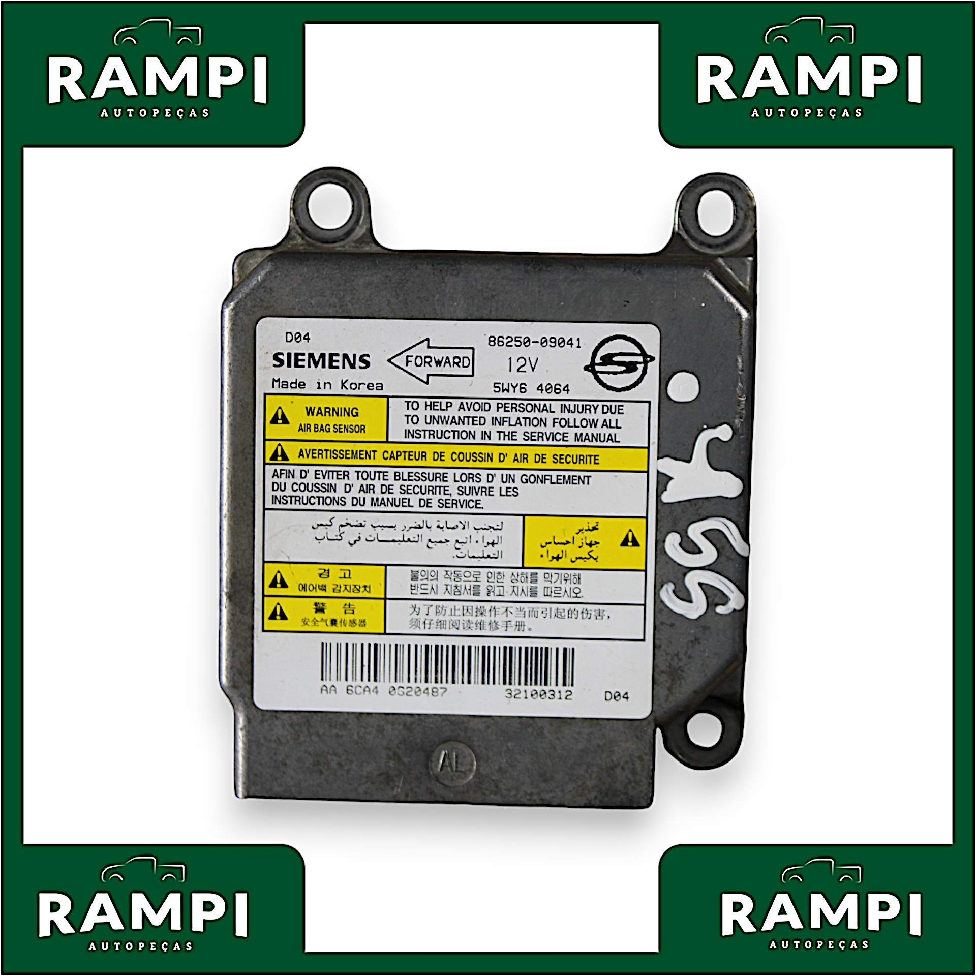 Kit Airbag Ssangyong Kyron 2011 8625009041 (capa do painel com detalhes)