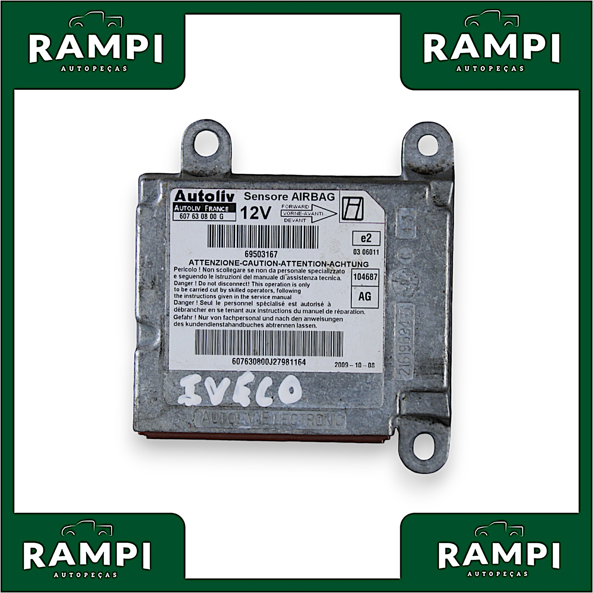 Kit Airbag Com Bolsa Iveco Daily 2009 607630800G (Sem capa do painel)