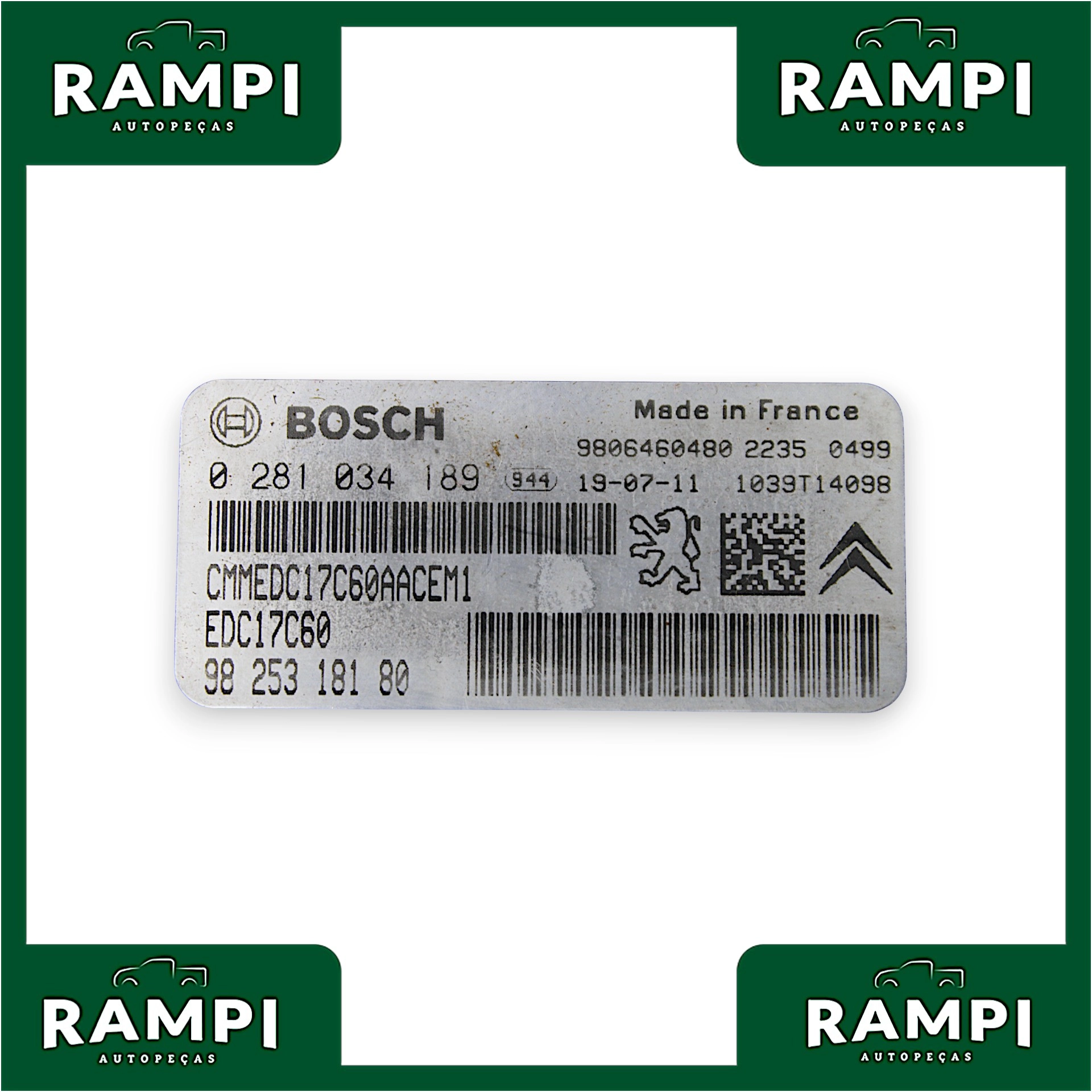Kit Injeção Com Chave Citroen Jumpy 2021 1.6 0281034189