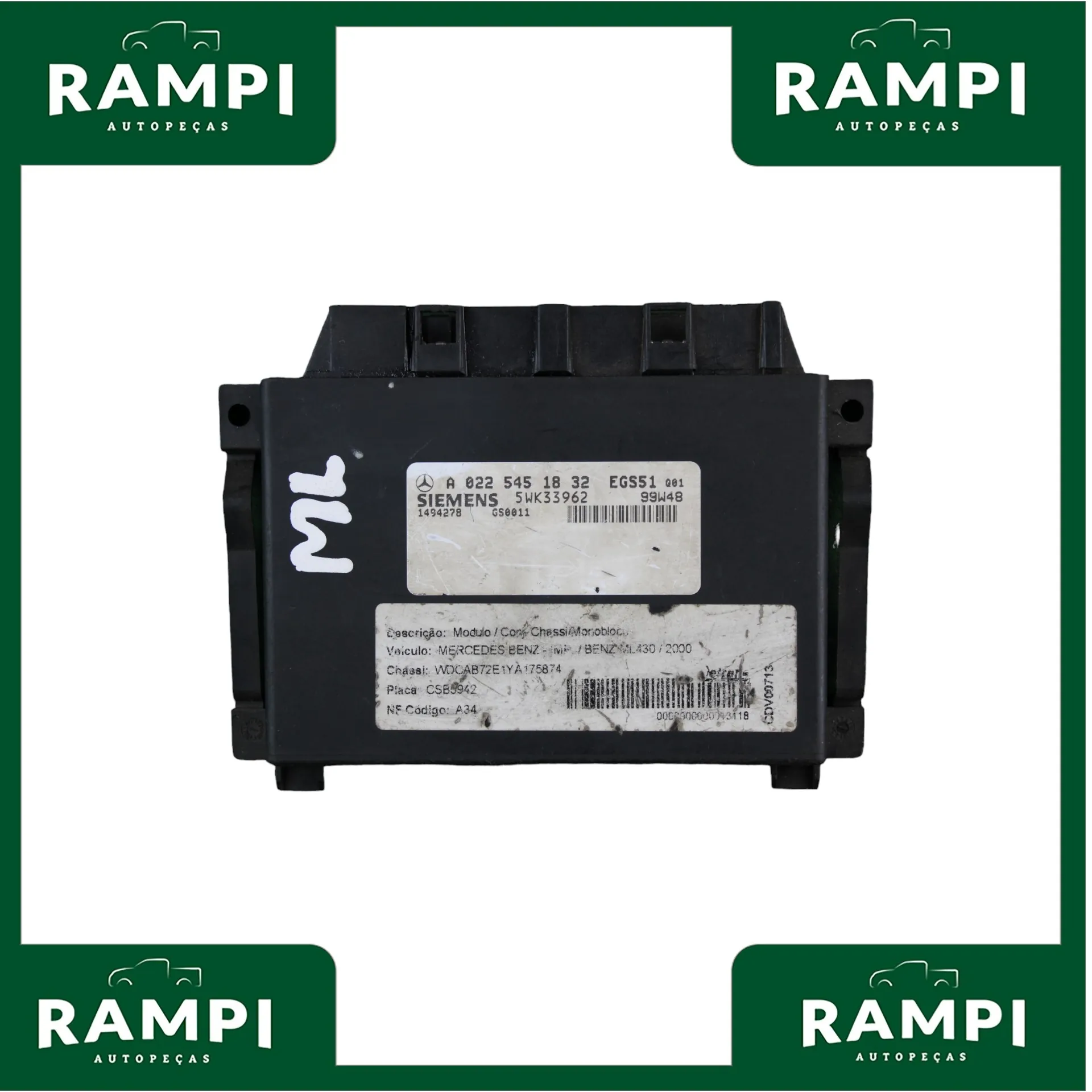 Módulo Central de Câmbio ML 430 2000 V8 a0225451832