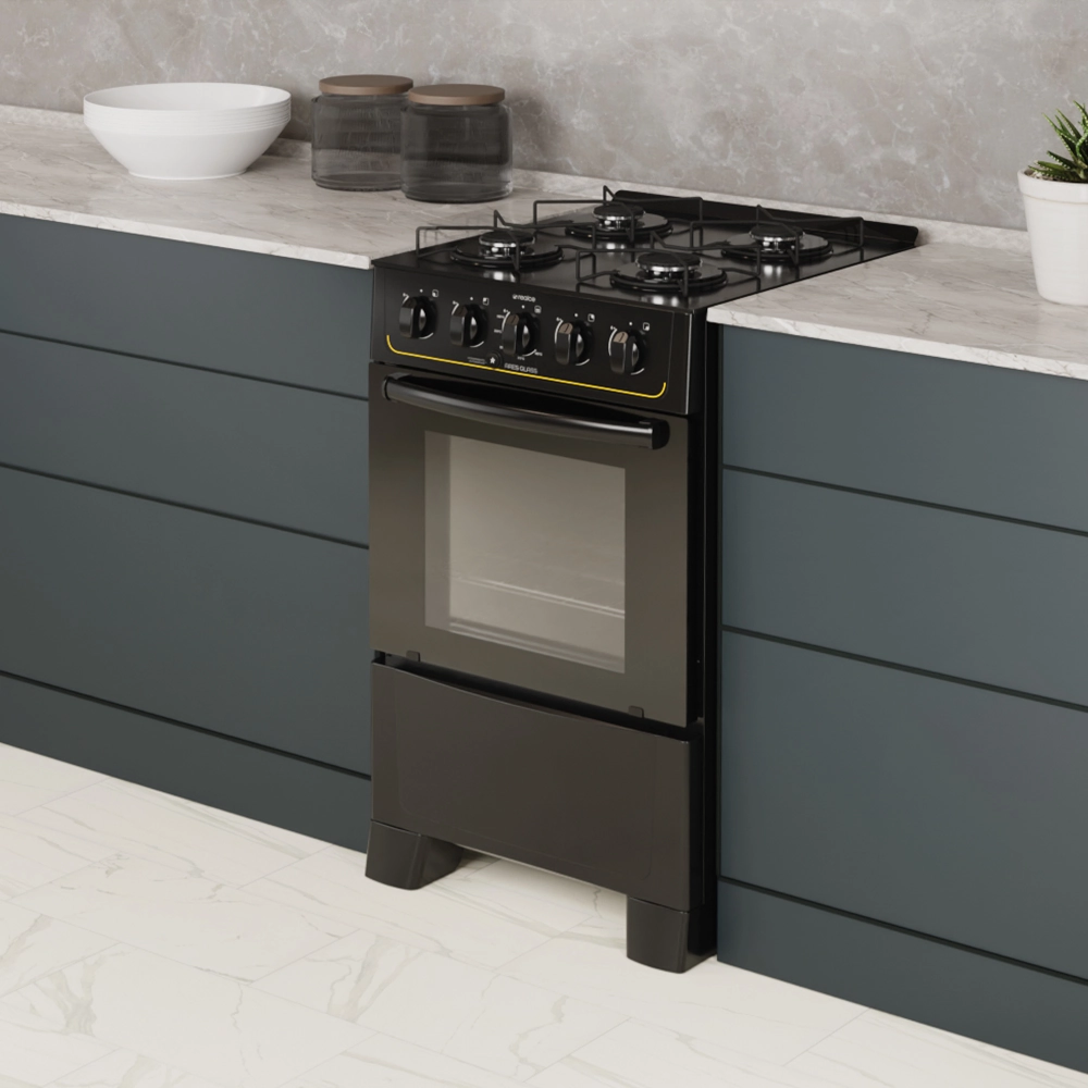 Fogão Ares Glass 4 Bocas Preto