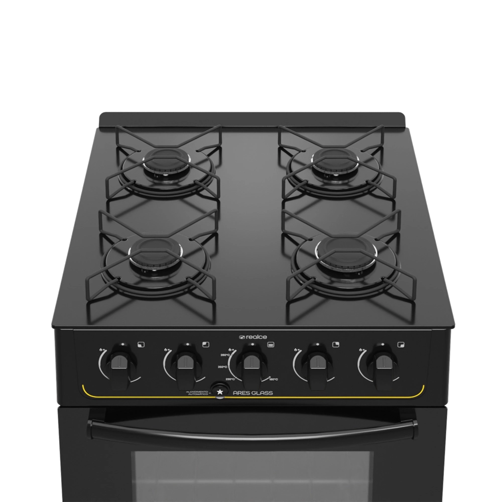 Fogão Ares Glass 4 Bocas Preto