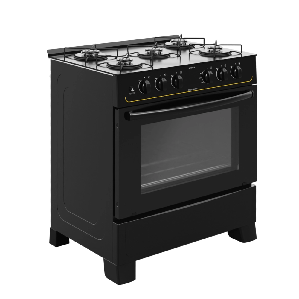 Fogão Ares Glass 5 Bocas Preto