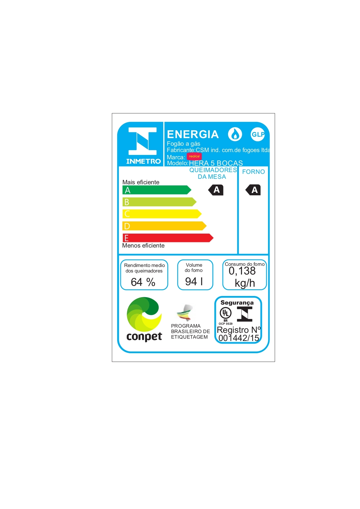 Fogão Hera 5 Bocas Branco