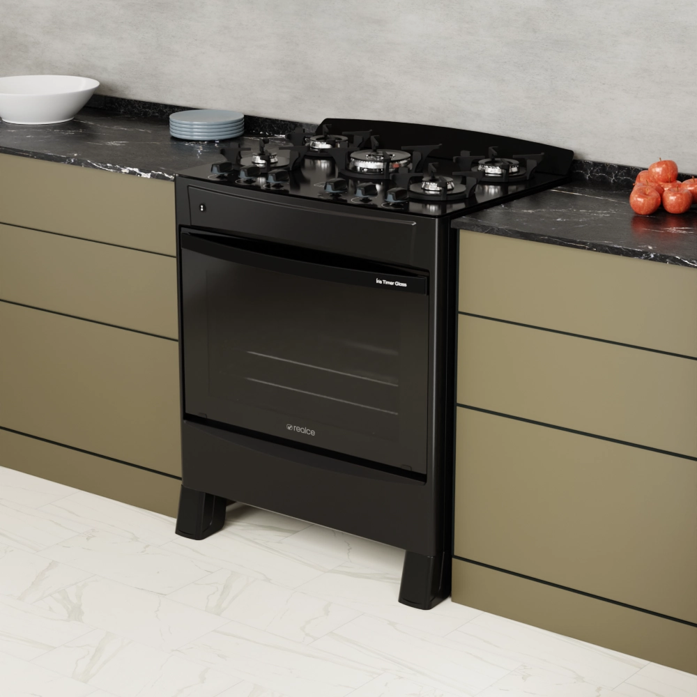 Fogão Íris Timer Glass 5 Bocas Preto