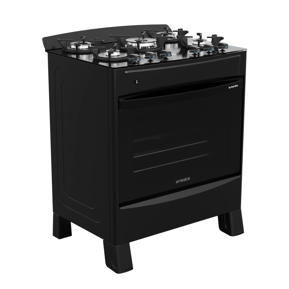 Fogão Íris Timer Glass 5 Bocas Preto