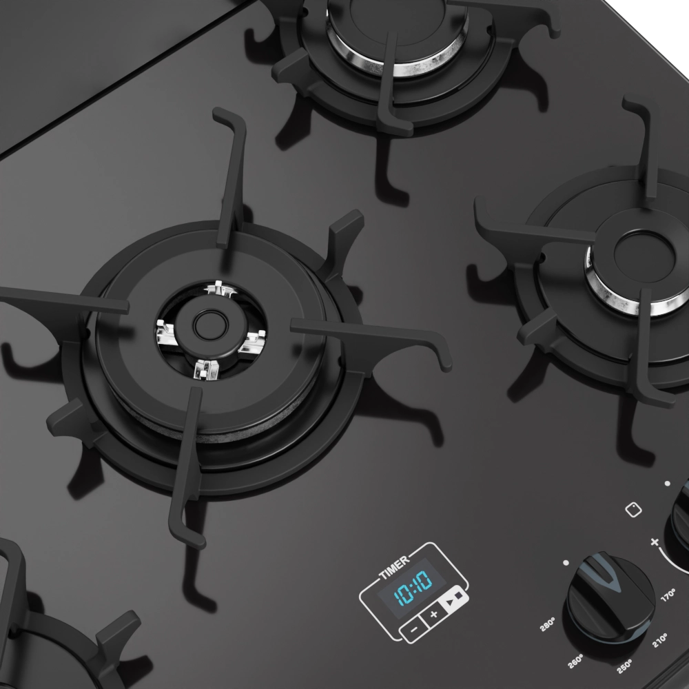 Fogão Íris Timer Glass 5 Bocas Preto