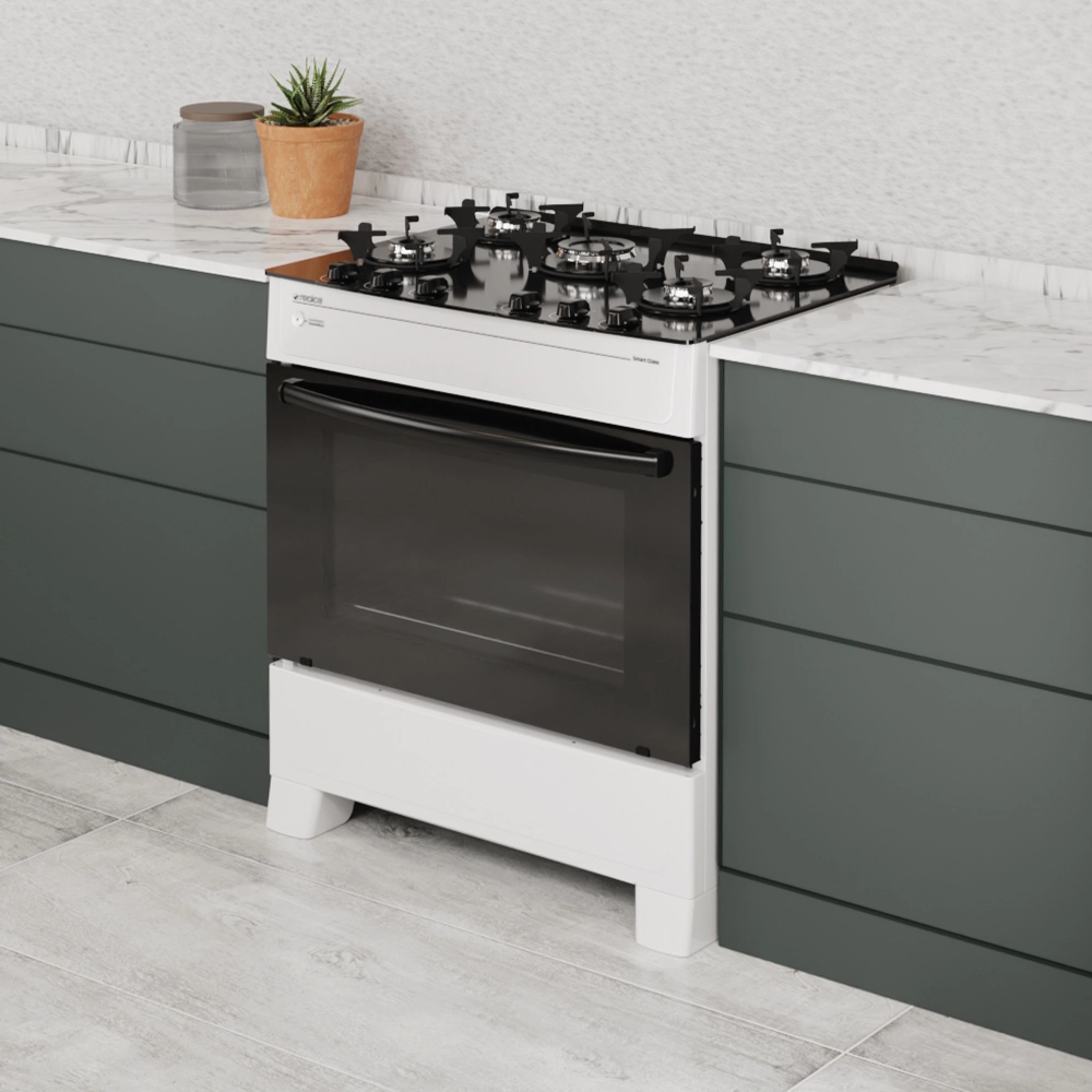 Fogão Smart Glass 5 Bocas Branco