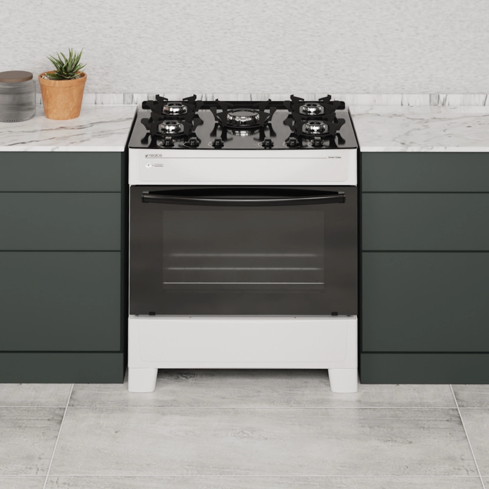 Fogão Smart Glass 5 Bocas Branco