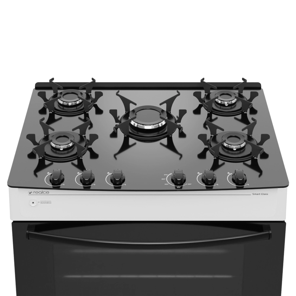 Fogão Smart Glass 5 Bocas Branco