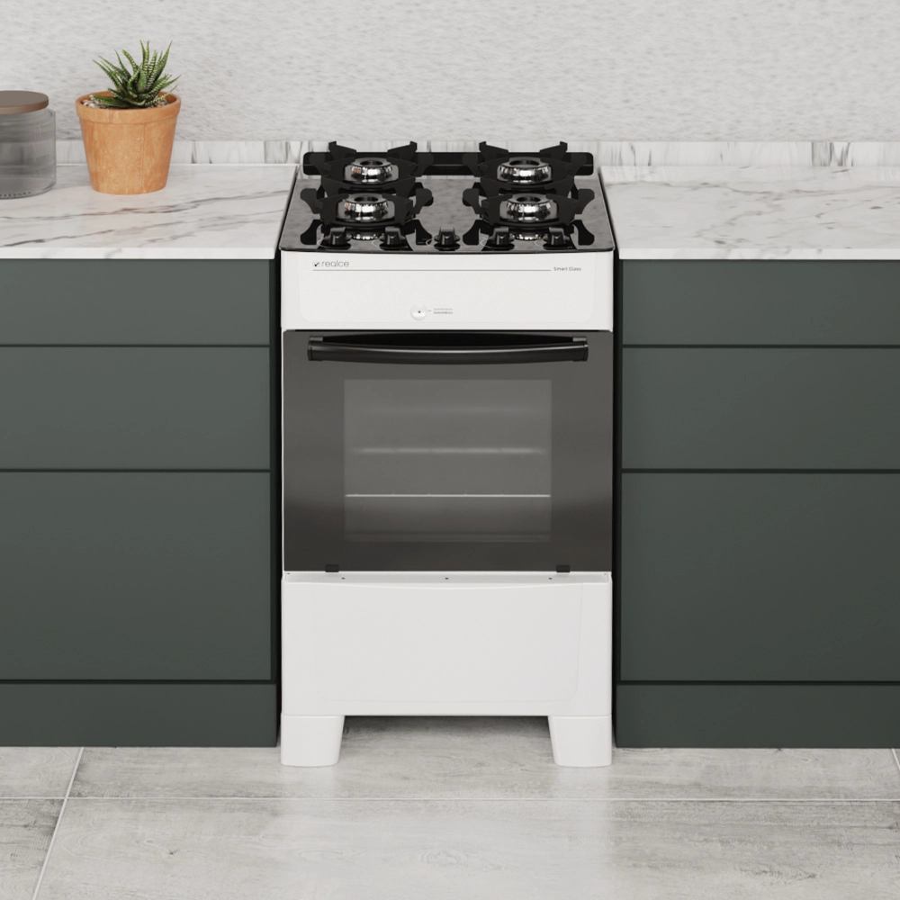 Fogão Smart Glass 4 Bocas Branco