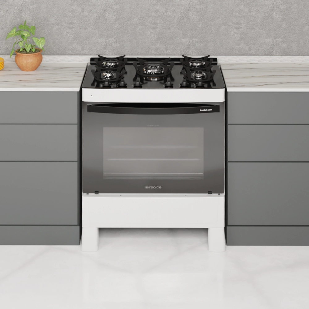 Fogão Premium Glass 5 Bocas Branco