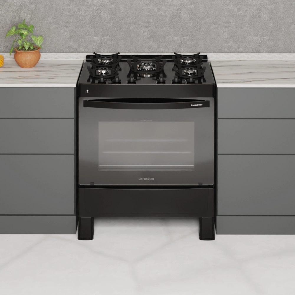 Fogão Premium Glass 5 Bocas Preto