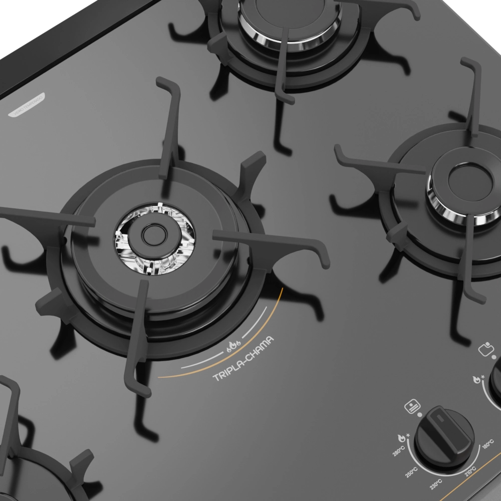 Fogão Premium Glass 5 Bocas Preto