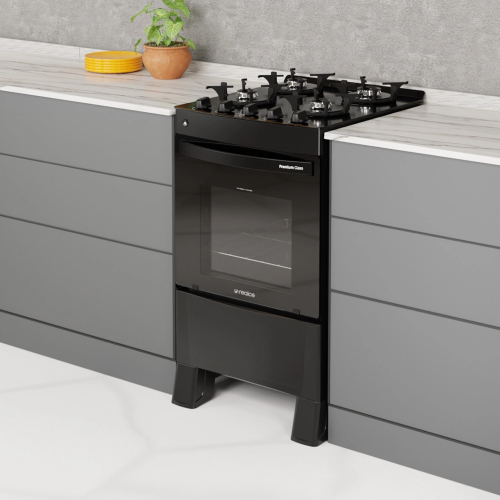 Fogão Premium Glass 4 Bocas Preto