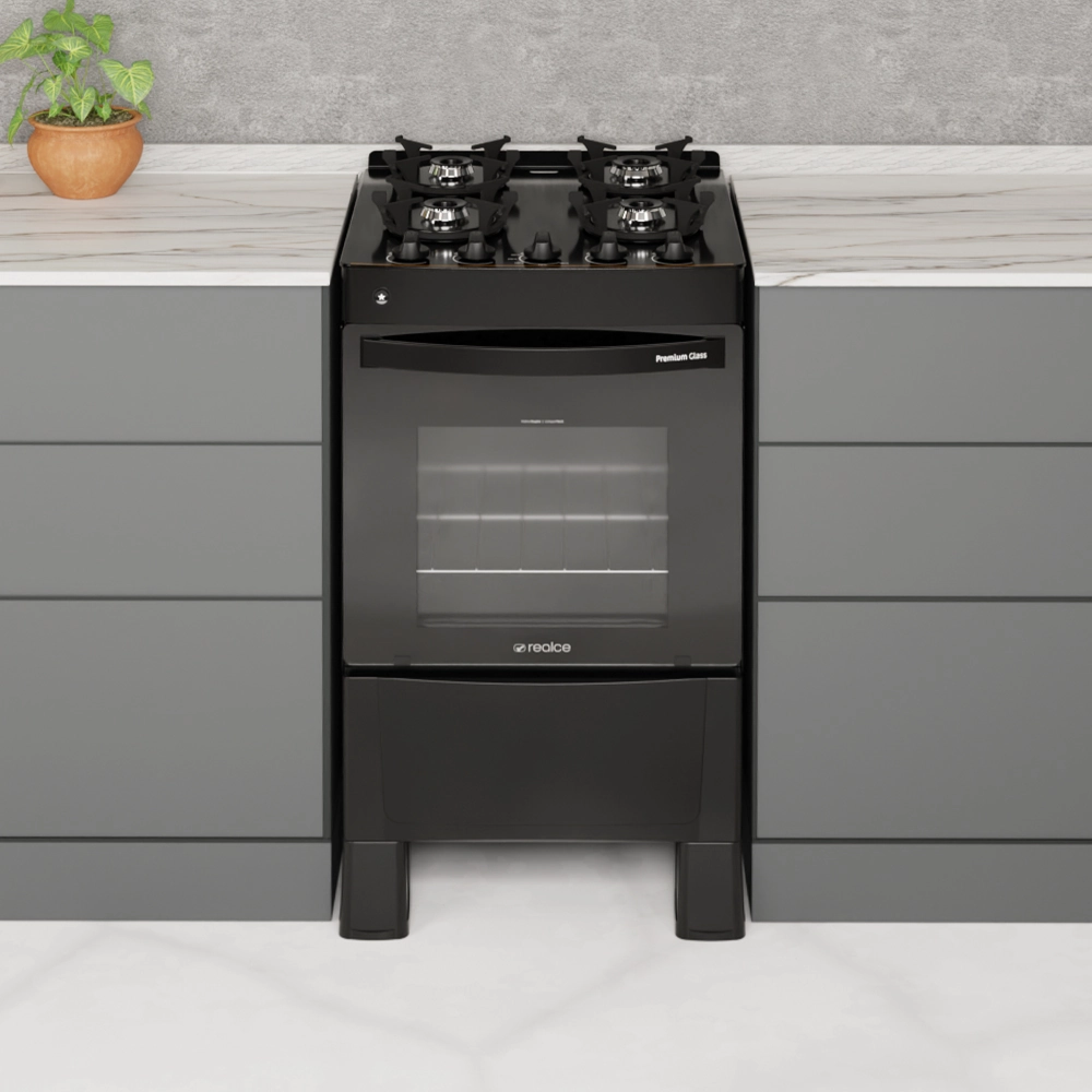 Fogão Premium Glass 4 Bocas Preto